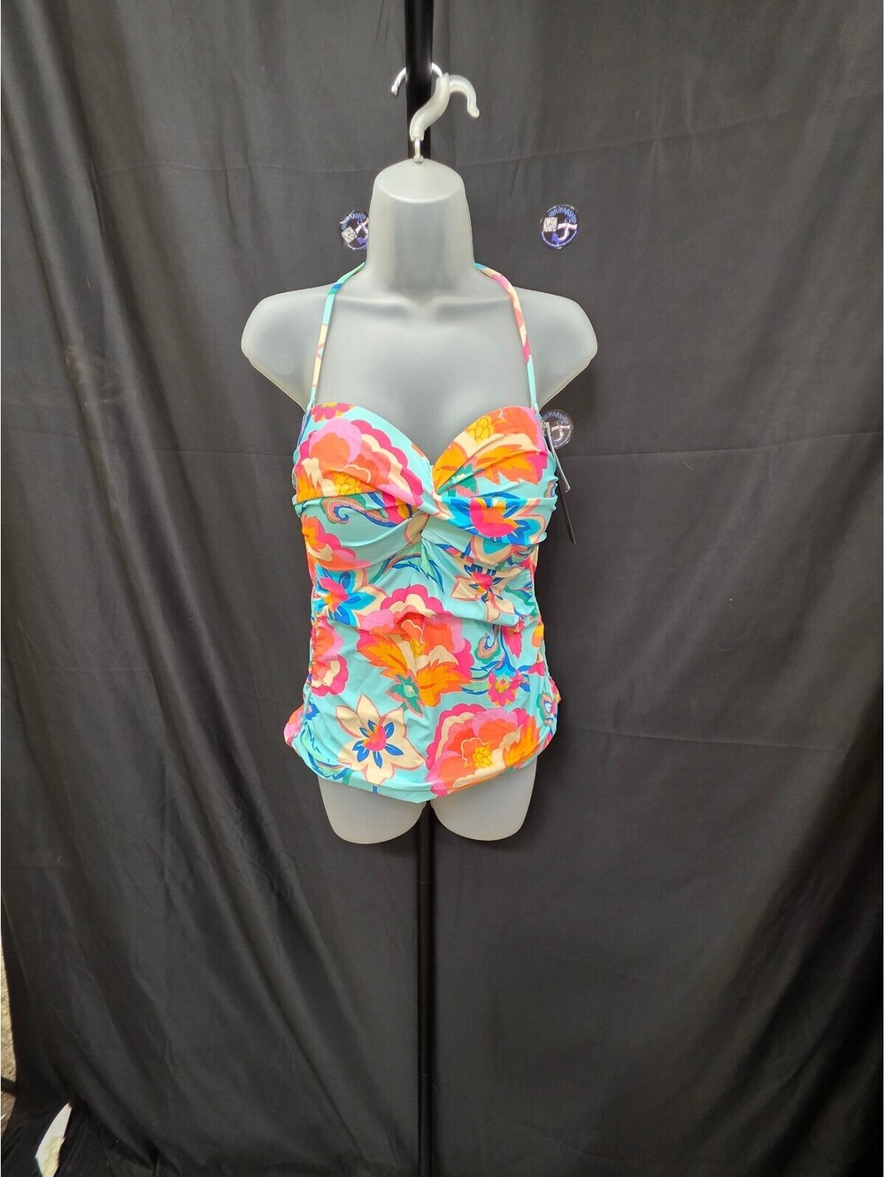 LA BLANCA BREEZY BEAUTY BANDEAU TANKINI SWIM TOP MULTI SIZE 14